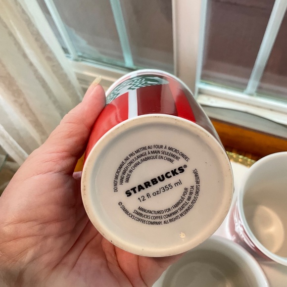 Starbucks Holiday Porcelain Coffee Mugs (2) & Porcelain Holiday Travel Mug (1) - Picture 4 of 11